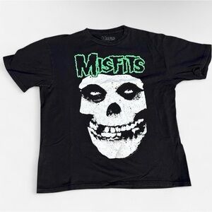 Men’s Black Short Sleeve Misfits Graphic Tee with Green Logo